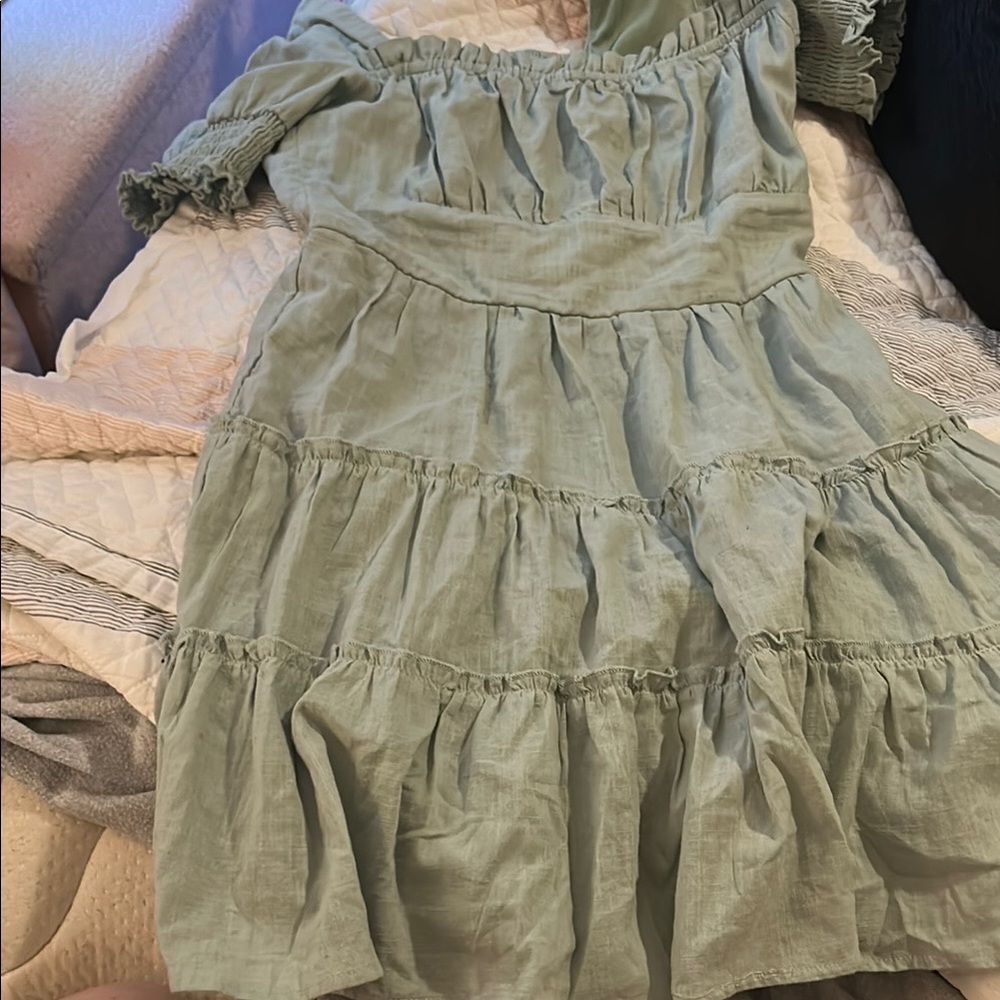 Altar'd State Green Tiered Ruffled Sundress
